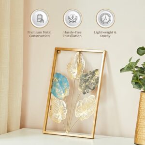 Amazon Brand - Solimo Leaves Metal Wall Decor | Elegant Nature-Inspired Iron Wall Hanging | Sturdy Iron | Wall Hanging | Wall Décor | Easy Installation